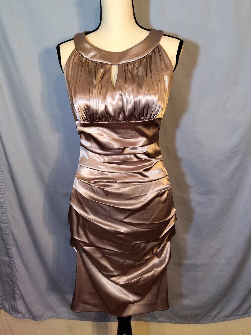 Sangria Beige / Rose Gold Satiny Sleeveless Dress